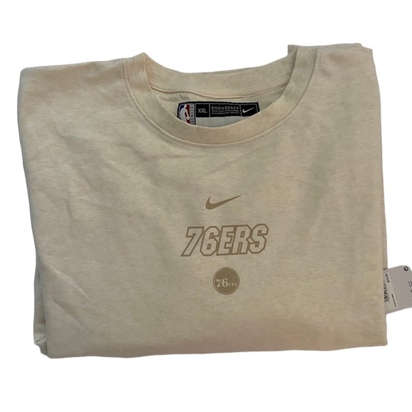 Nike NWT Men’s XXL NBA Authentics Cream Philadelphia 76ers Sweatshirt New - Picture 1 of 10